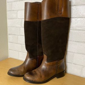 Steve Madden Tall Brown Suede and Leather Boots sz 7